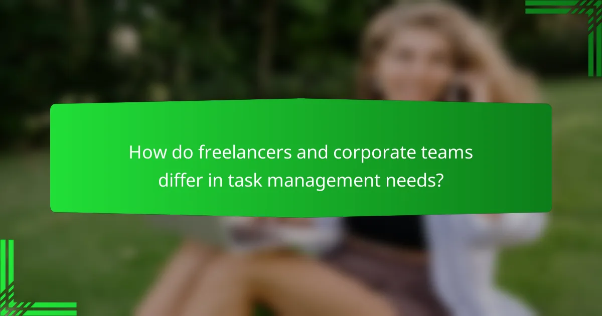 How do freelancers and corporate teams differ in task management needs?