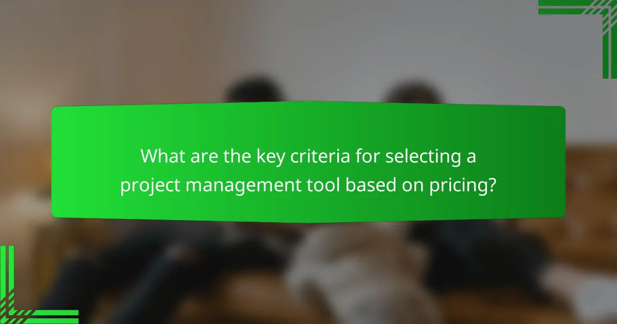 What are the key criteria for selecting a project management tool based on pricing?