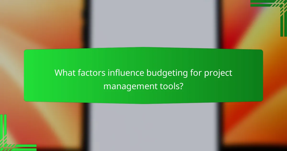 What factors influence budgeting for project management tools?